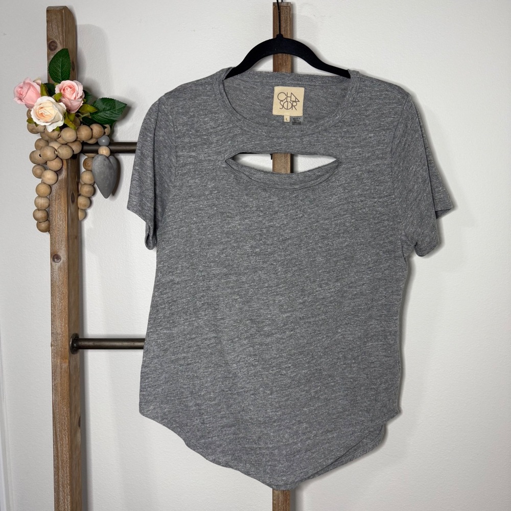 Chaser Grey Cutout Short Sleeve T Shirt Womens Size‎ Large